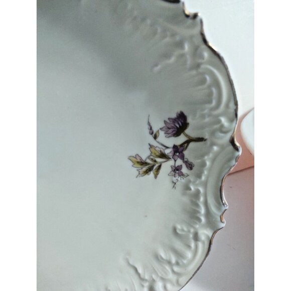 Antique Limoges France Hand Painted Cake/Dessert Serving Plate Knurled Edge 9" - Picture 4 of 14